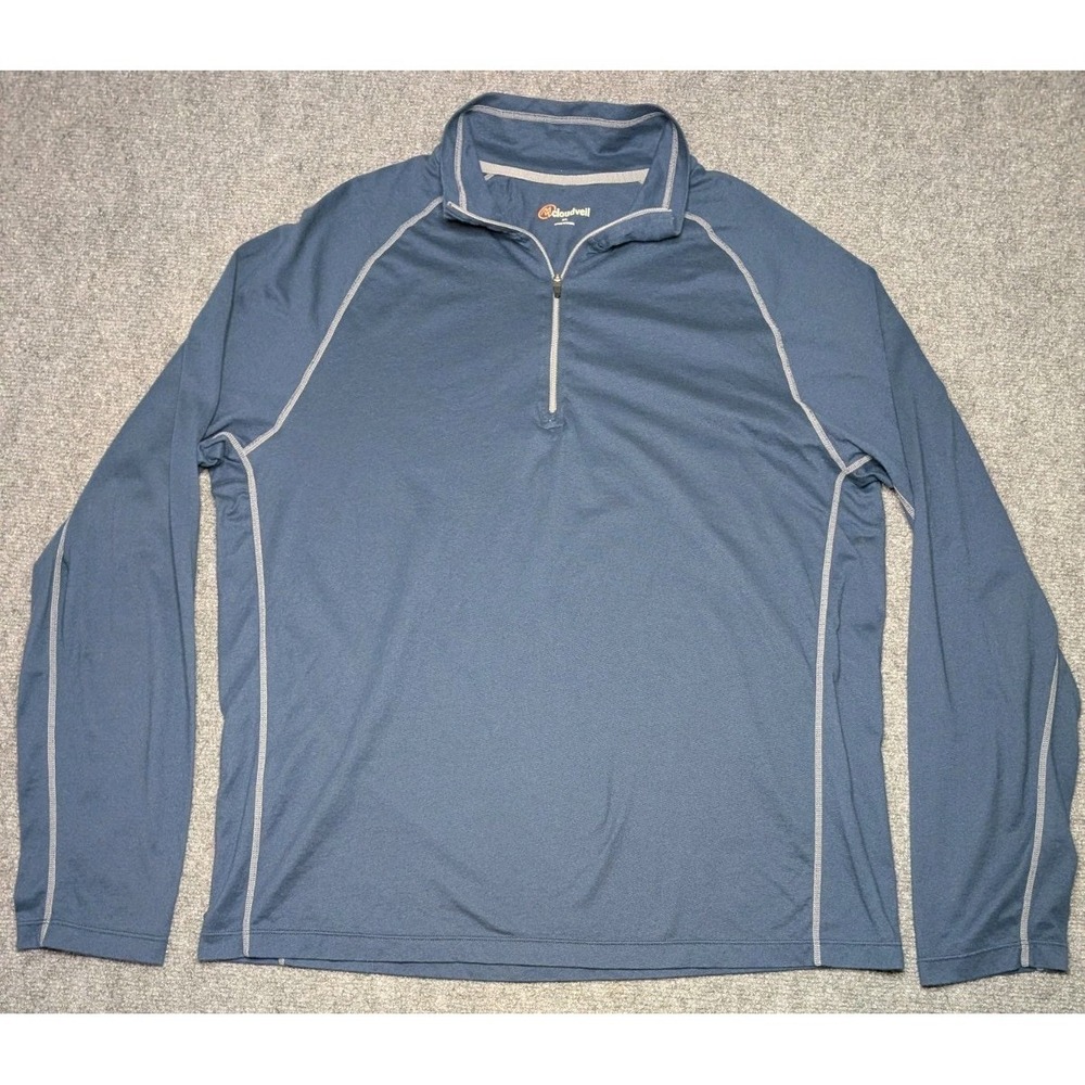 Cloudveil Quarter Zip Pullover‎ Mens XL Navy Blue Long Sleeve Mock Neck Casual